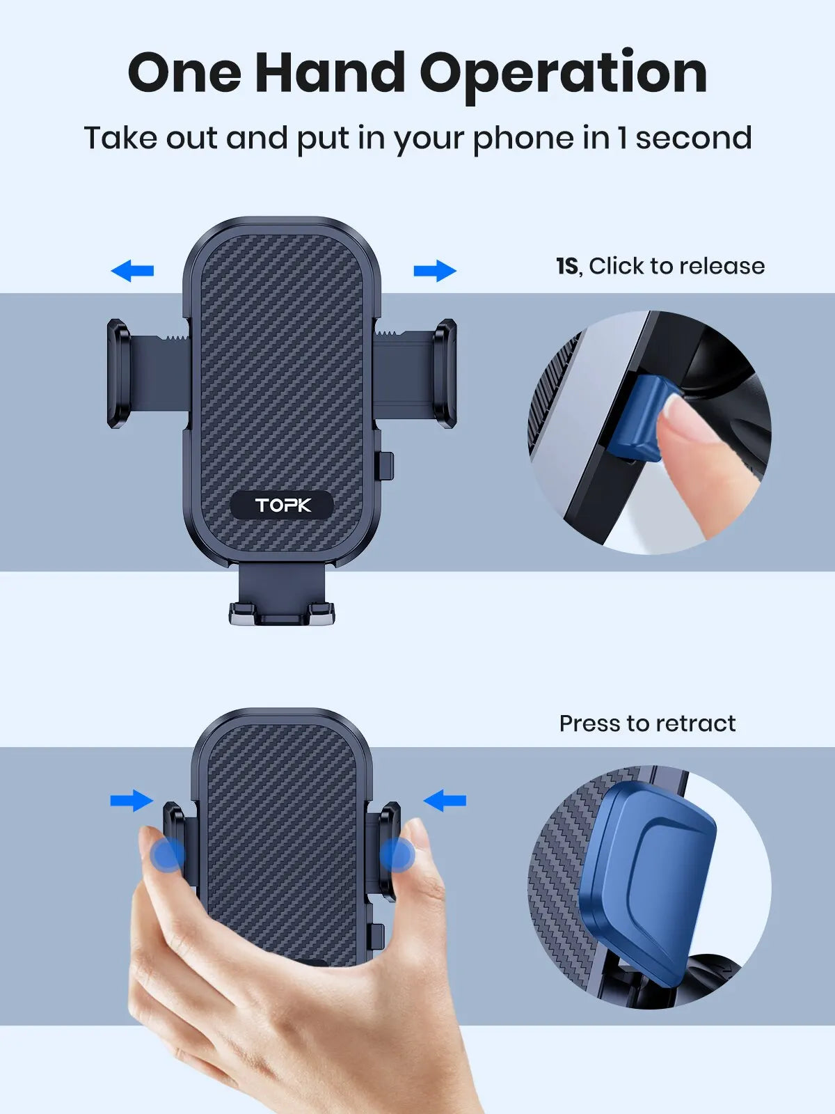 Universal Car Phone Holder for Air Vent with Gravity Clamp Design