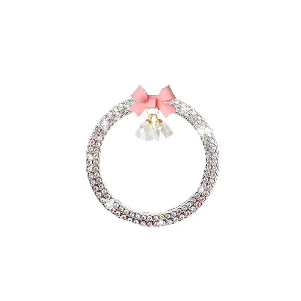 Rhinestone Bow Bell Car Start Switch Button Cover – Decorative Diamond Sticker Ring Trim