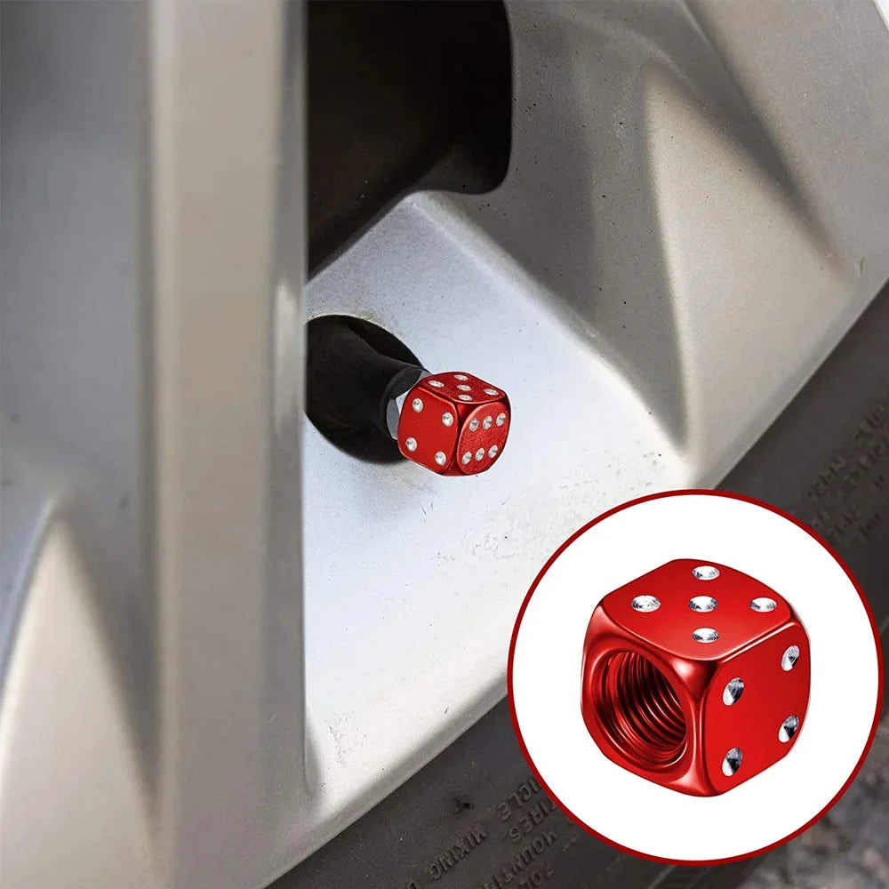 Aluminum Dice Tire Valve Cap Set for Car Motorcycle Bicycle or Truck