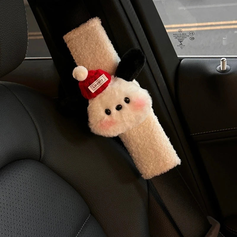 Cute Puppy Plush Seat Belt Shoulder Cover for Cars