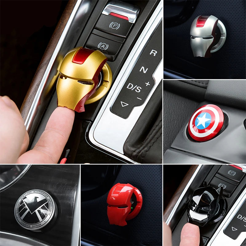 Superhero Car Ignition Button Cover Sticker Set Decorative Trim for Start Switch