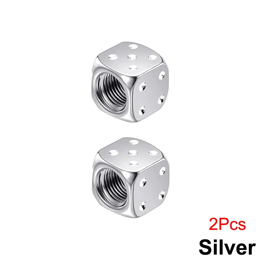 Aluminum Dice Tire Valve Cap Set for Car Motorcycle Bicycle or Truck
