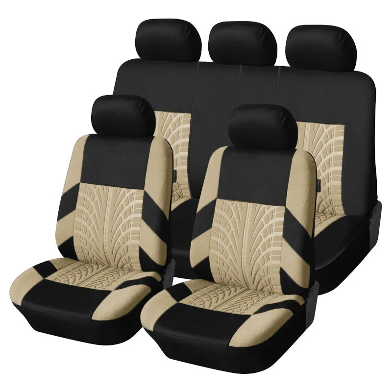 Universal Car Seat Cover Set with Embroidered Design for All Season Comfort