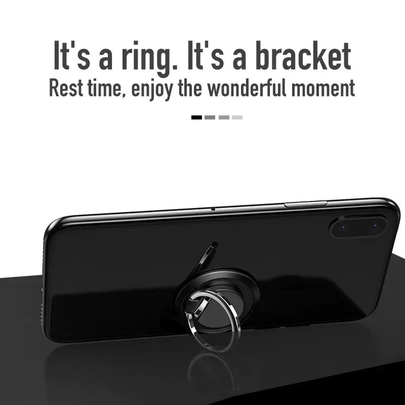 360° Rotating Finger Ring Holder Stand – Magnetic Car Mount Phone Grip with Universal Back Sticker