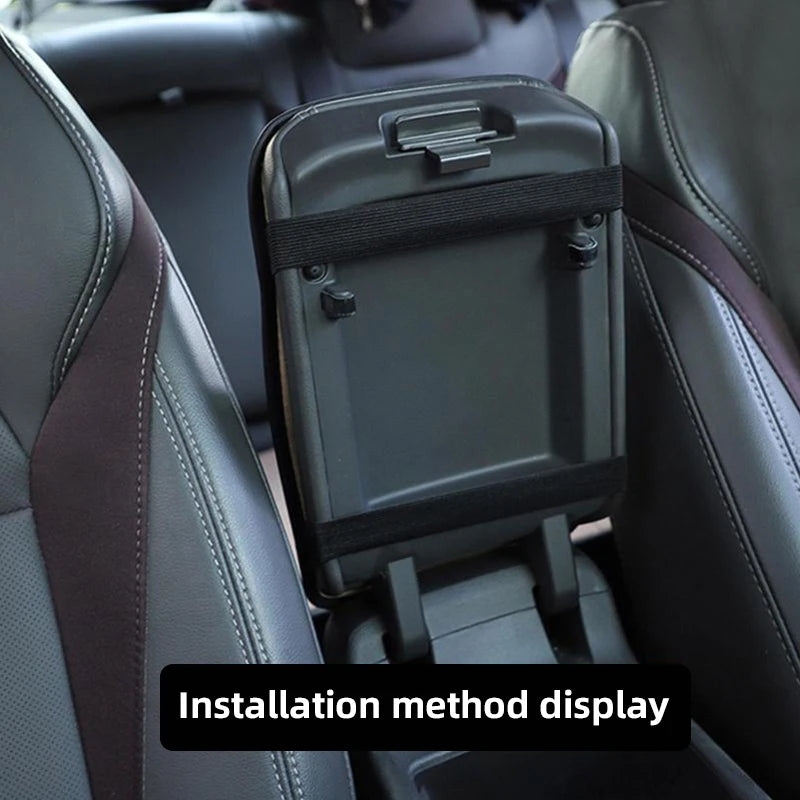 Universal PU Leather Car Armrest Cover Mat – Non-Slip Central Armrest Box Pad (Black)