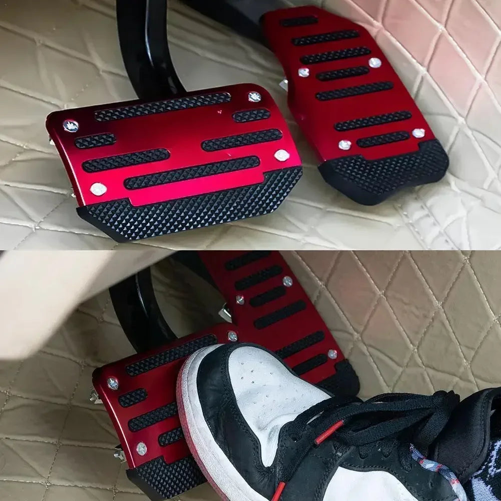 Aluminum Car Pedal Cover Set for Automatic Transmission in Red Blue or Silver