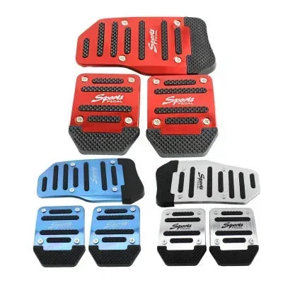 Aluminum Car Pedal Cover Set for Automatic Transmission in Red Blue or Silver