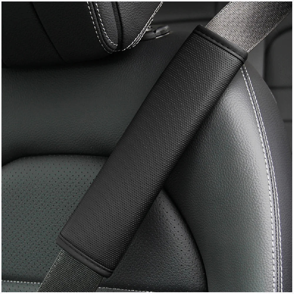 PU Leather Embossed Car Seat Belt Shoulder Cover – Comfort & Decompression Pad