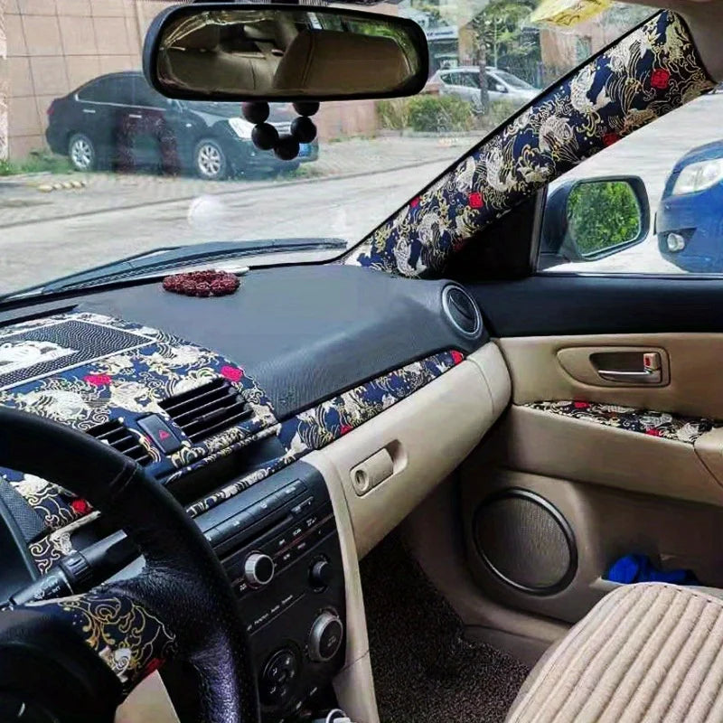Self Adhesive Embroidered Car Interior Trim Stickers for Pillars and Panels
