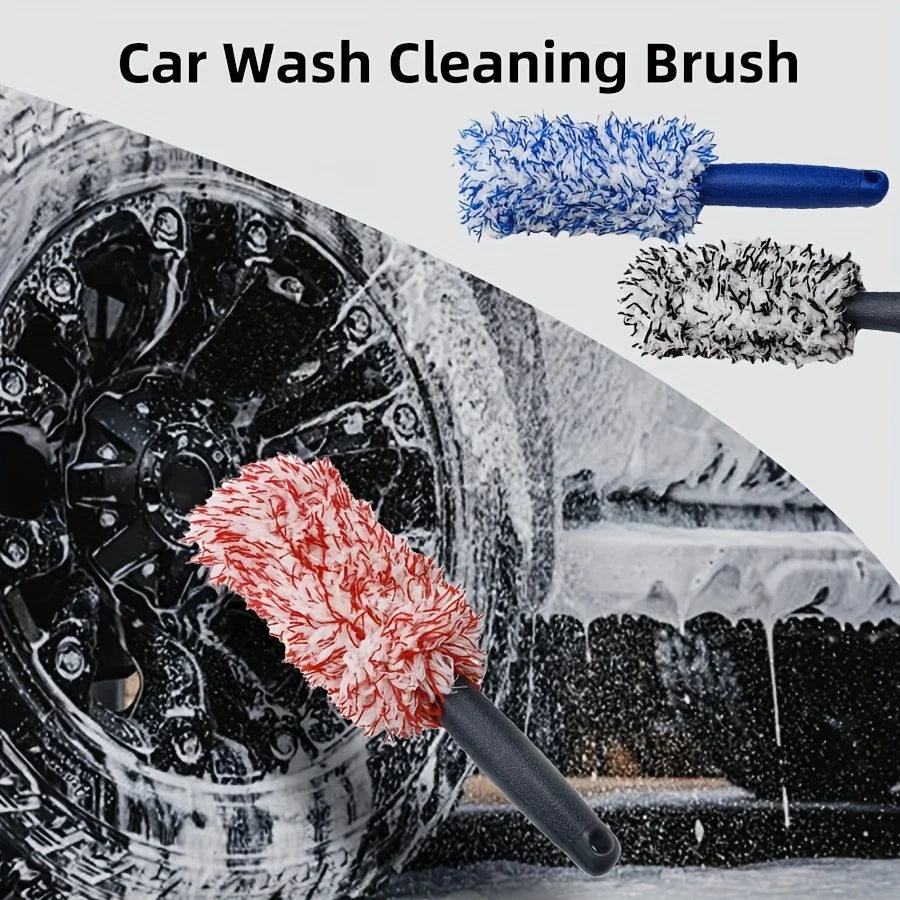 1PCS Portable Plush Car Cleaning Brush – Multifunctional Tire & Rim Care Tool