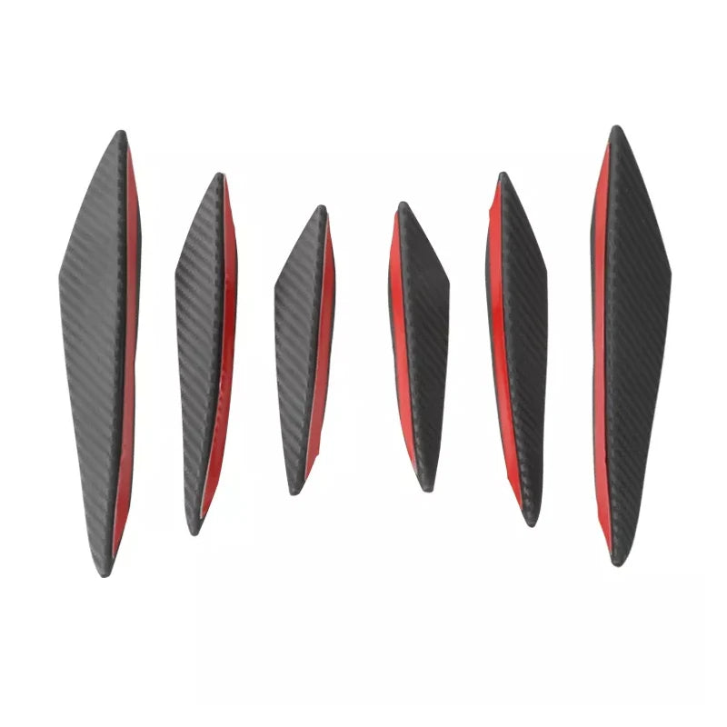 6PCS Universal Rubber Car Front Bumper Lip Protectors – Rear Diffuser Carbon Fiber Spoiler Splitter Guard (Black)