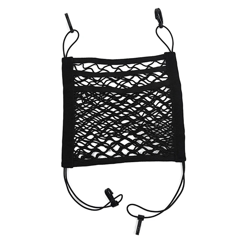 Car Mesh Seat Organizer and Pet Barrier with Pockets – 3 Layer Storage Net for Front Seats