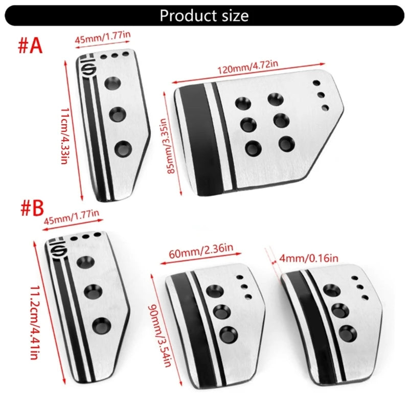 Anti-Slip Aluminum Pedal Cover Set – Accelerator, Brake, Clutch & Foot-Rest (Fits Most Manual & Automatic Cars)