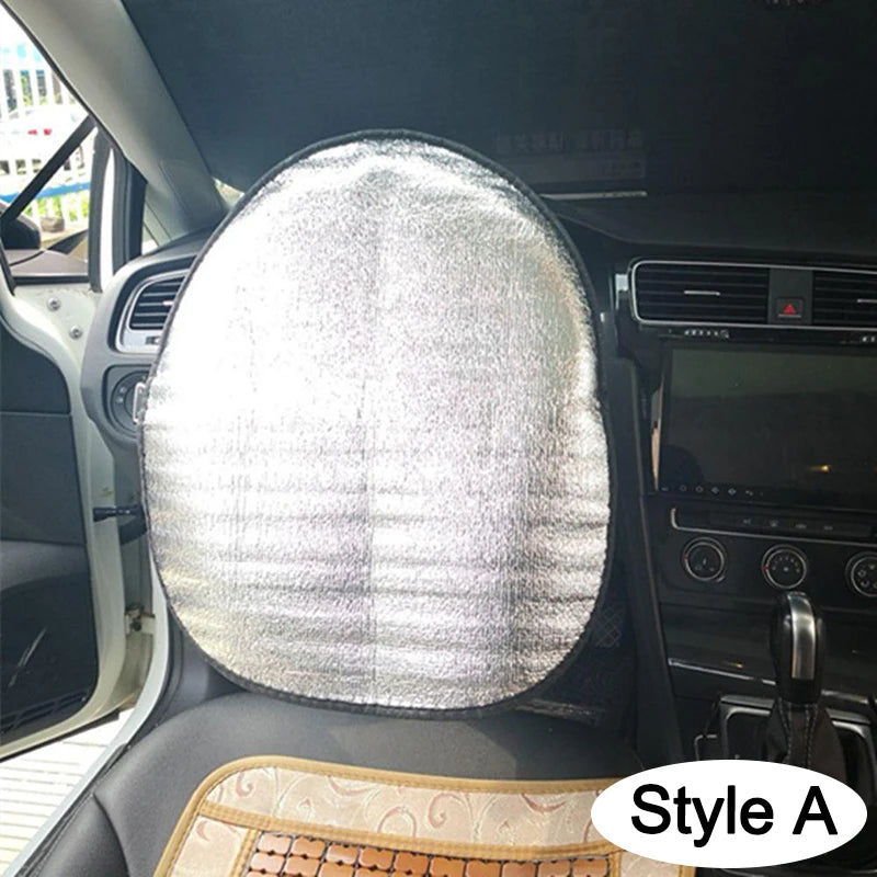 Double Thick Foldable Car Steering Wheel Sun Shade – Anti-UV Silver Cover