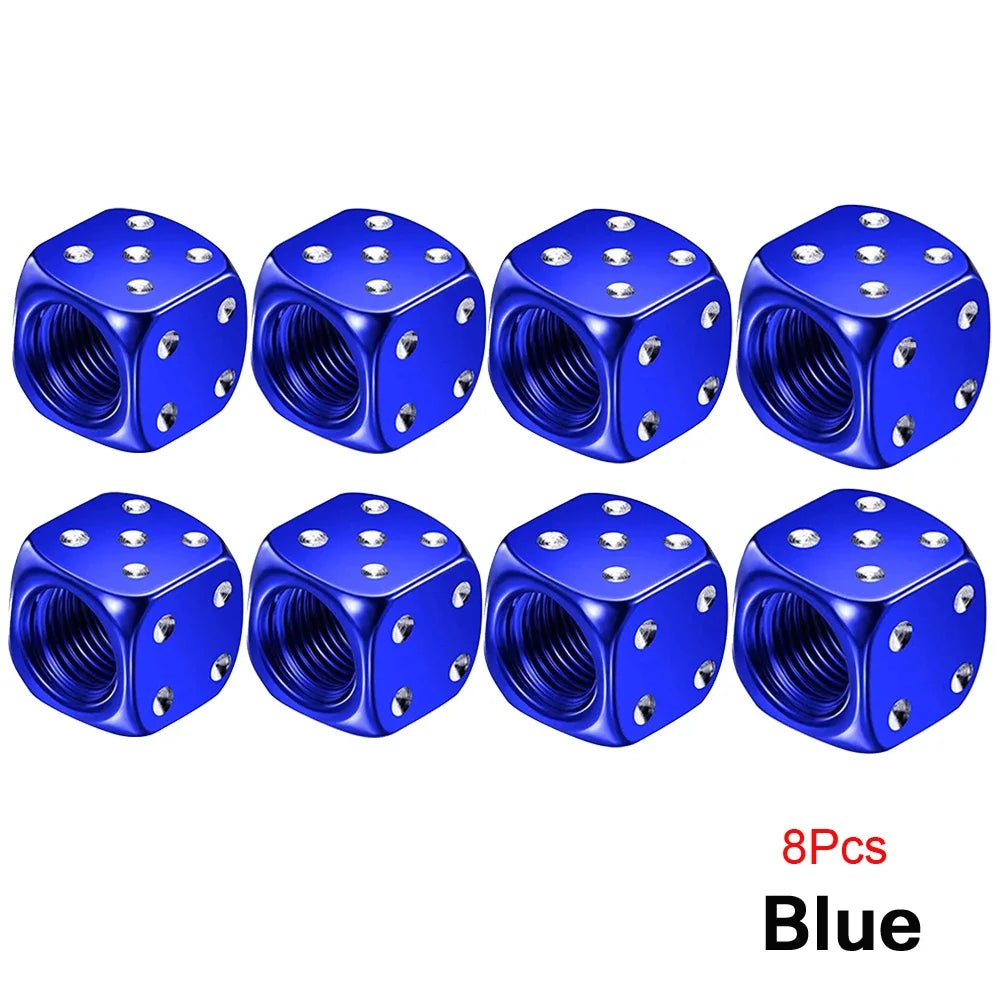 Aluminum Dice Tire Valve Cap Set for Car Motorcycle Bicycle or Truck