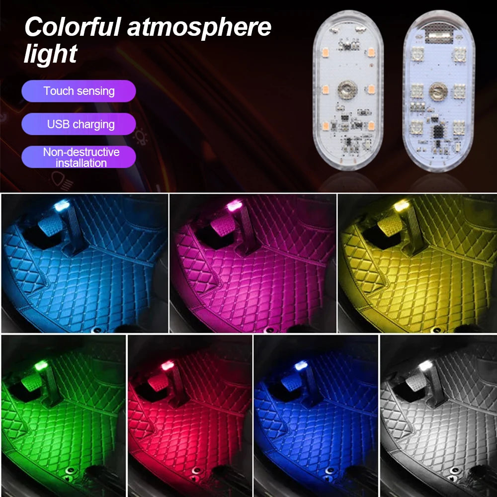 Wireless LED Touch Ceiling Light – Rechargeable Interior Roof Lamp for Cars with Multi-Color Modes