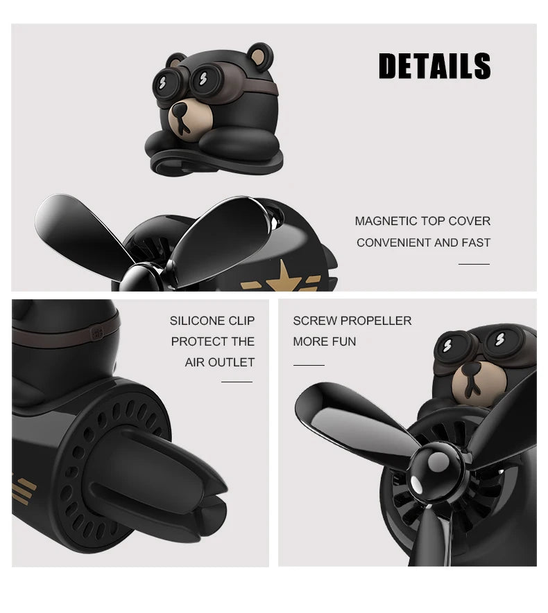 Bear Pilot Car Air Freshener Vent Clip
