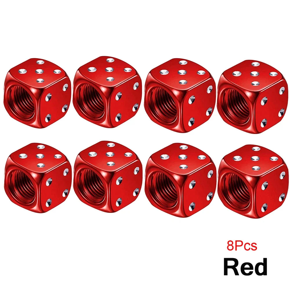 Aluminum Dice Tire Valve Cap Set for Car Motorcycle Bicycle or Truck