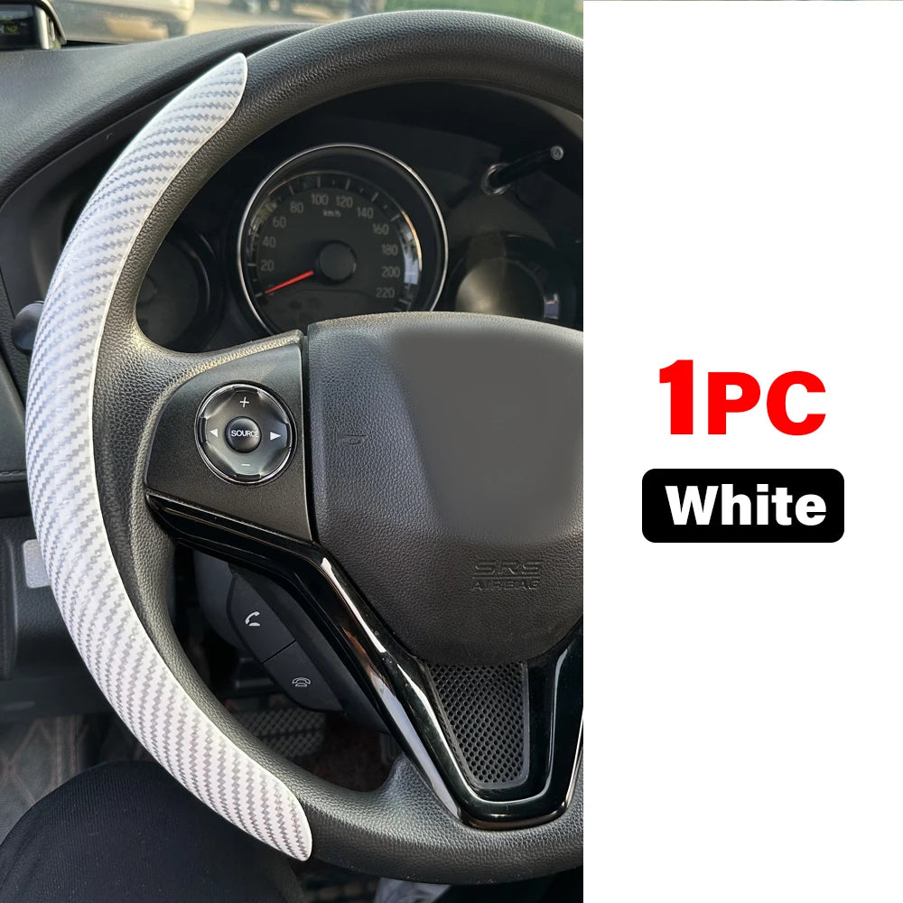 Glossy Carbon Fiber Style Steering Wheel Trim Cover for 15 Inch Wheels