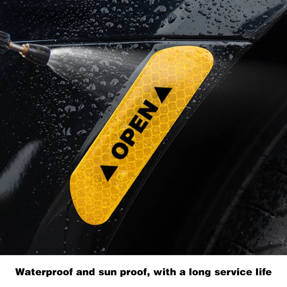 4PCS Reflective Car Door Warning Stickers – Safety Reflector Tape Decals for Exterior & Interior