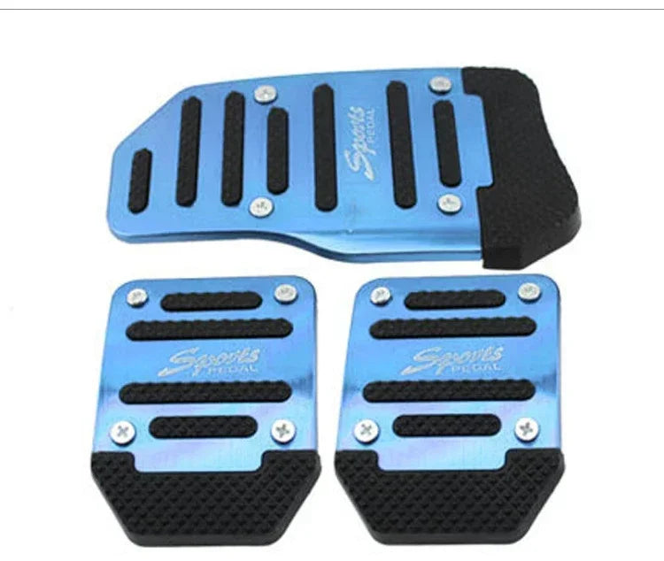 Aluminum Car Pedal Cover Set for Automatic Transmission in Red Blue or Silver