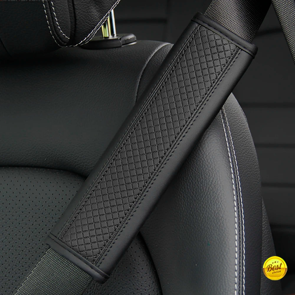 PU Leather Embossed Car Seat Belt Shoulder Cover – Comfort & Decompression Pad
