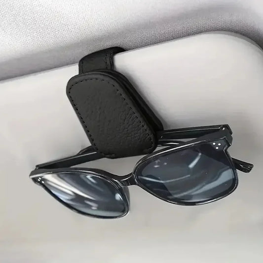 Magnetic Leather Sunglasses & Ticket Holder Clip – Car Sunshade Accessory