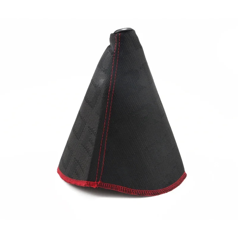 JDM Style Fabric Gear Shift Boot Cover with Red Stitching