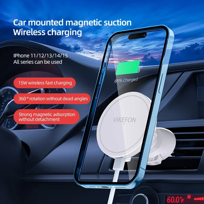 30W Magnetic Wireless Car Charger with Air Vent Mount for iPhone 12 13 14 and 15 Series