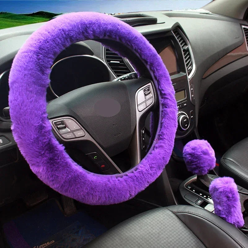Plush Steering Wheel and Gear Shift Cover Set