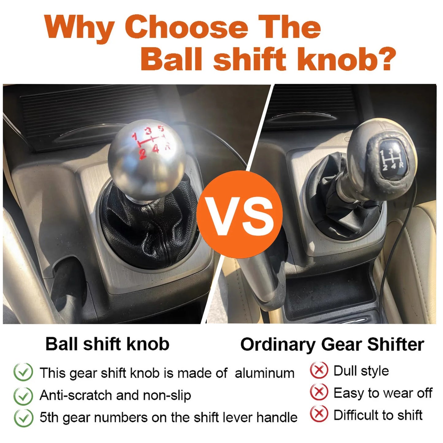 Universal Aluminum Gear Shift Knob for Manual and Automatic Cars