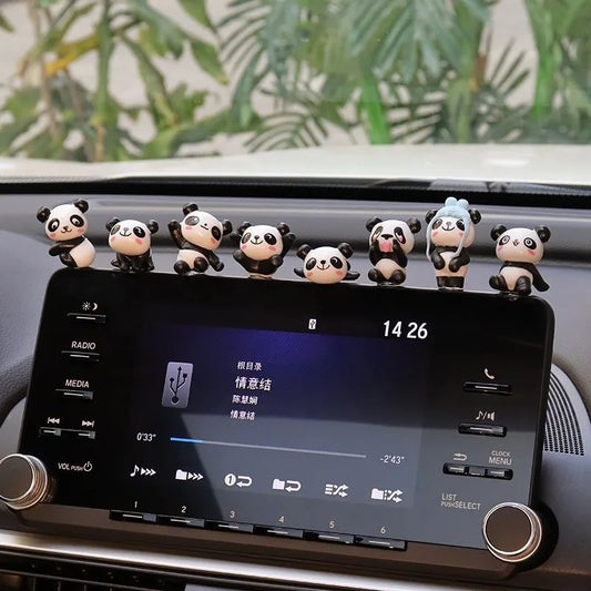 Mini Panda Dashboard Decor Set – 8 Piece Cute Interior Accessories