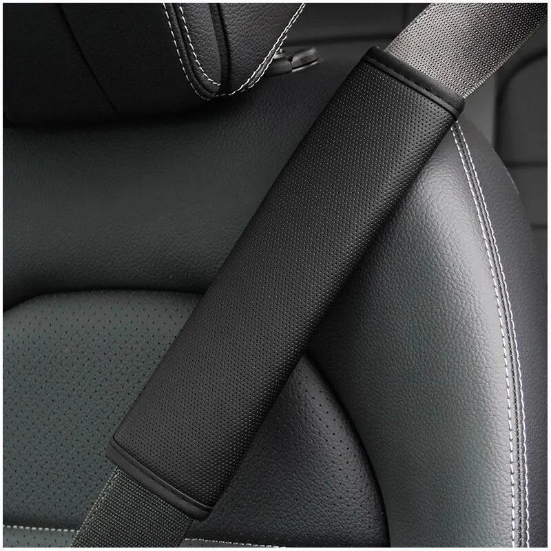 PU Leather Embossed Car Seat Belt Shoulder Cover – Comfort & Decompression Pad