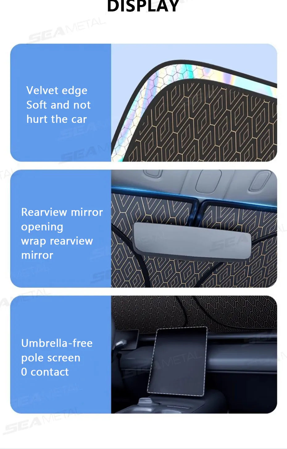 SEAMETAL Foldable Windshield Sunshade Thick 5-Layer Windscreen Sun Protection Cover Privacy Curtain Universal for Sedan Suv Mpv