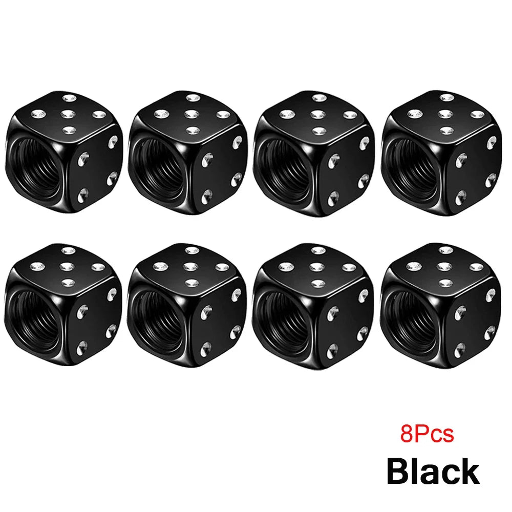 Aluminum Dice Tire Valve Cap Set for Car Motorcycle Bicycle or Truck