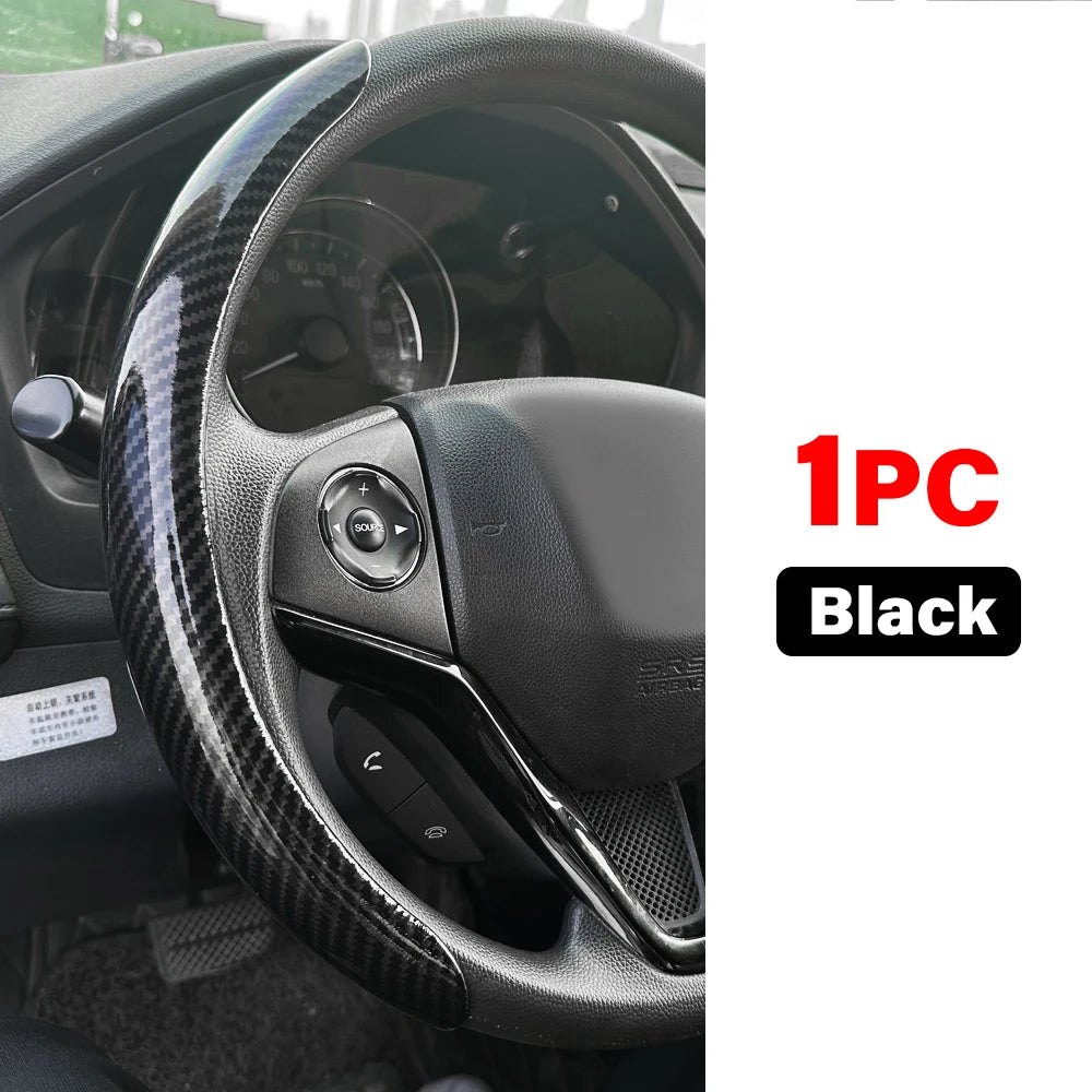 Glossy Carbon Fiber Style Steering Wheel Trim Cover for 15 Inch Wheels