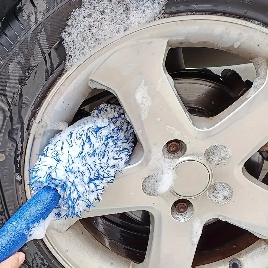 1PCS Portable Plush Car Cleaning Brush – Multifunctional Tire & Rim Care Tool