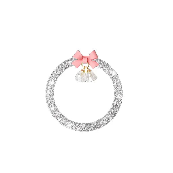 Rhinestone Bow Bell Car Start Switch Button Cover – Decorative Diamond Sticker Ring Trim