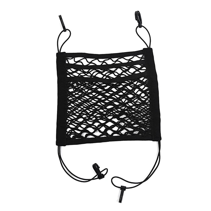 Car Mesh Seat Organizer and Pet Barrier with Pockets – 3 Layer Storage Net for Front Seats