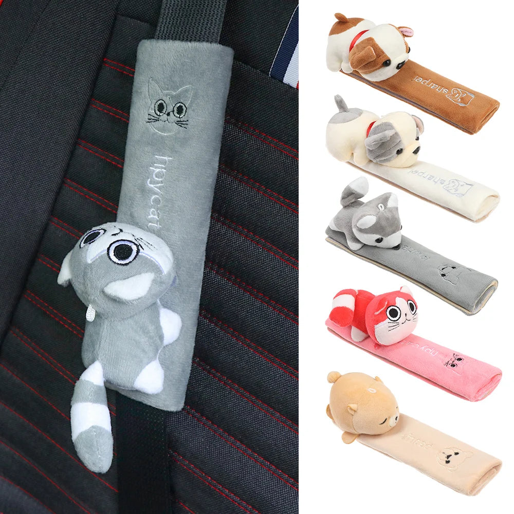 Cartoon Car Seat Belt Cover – Universal Flannel Shoulder Pad for Comfort & Safety