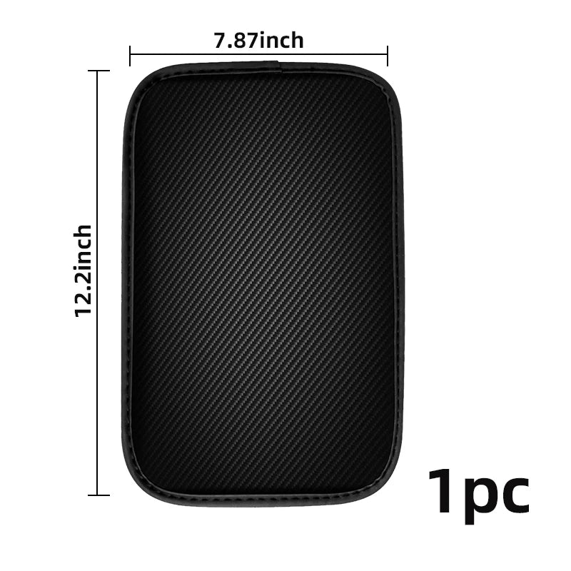 Universal PU Leather Car Armrest Cover Mat – Non-Slip Central Armrest Box Pad (Black)