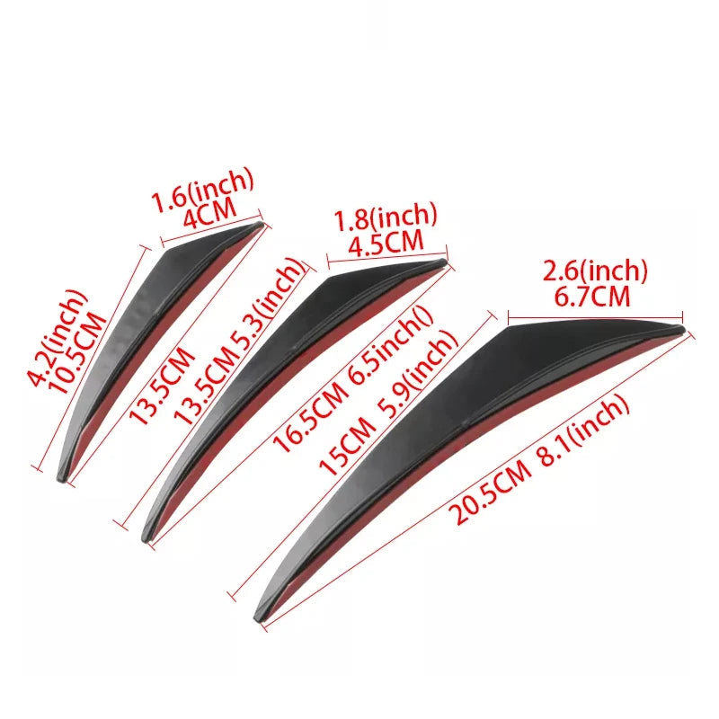 6PCS Universal Rubber Car Front Bumper Lip Protectors – Rear Diffuser Carbon Fiber Spoiler Splitter Guard (Black)