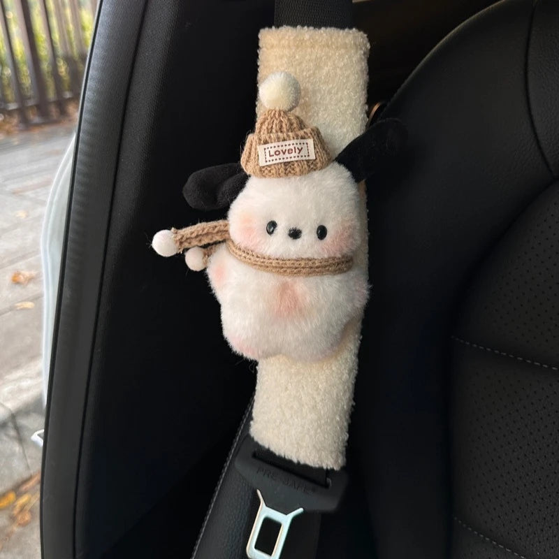 Cute Puppy Plush Seat Belt Shoulder Cover for Cars