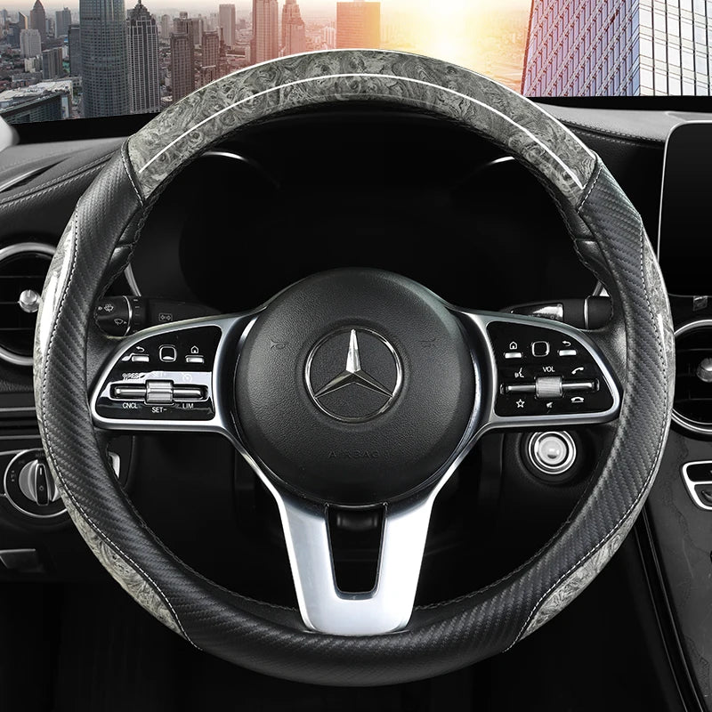 Peach Wood Grain Steering Wheel Cover for 14.5 to 15 Inch Wheels