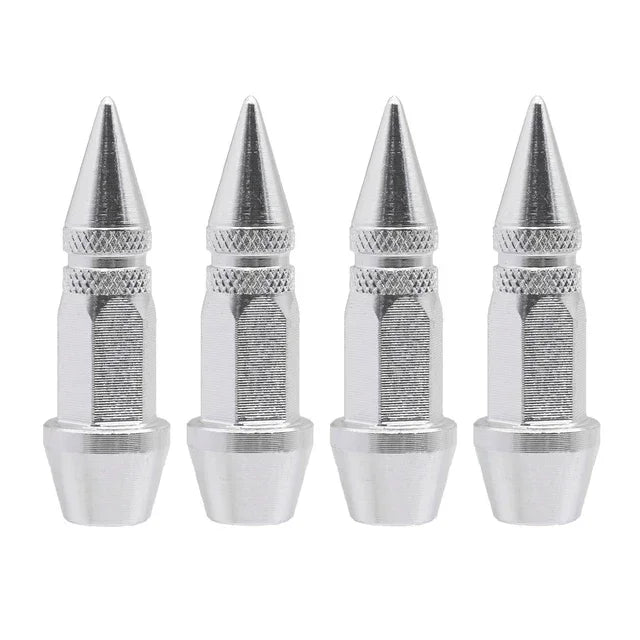 Bullet Style Tire Valve Caps Set of Four Universal Fit for Car Motorcycle and Bicycle