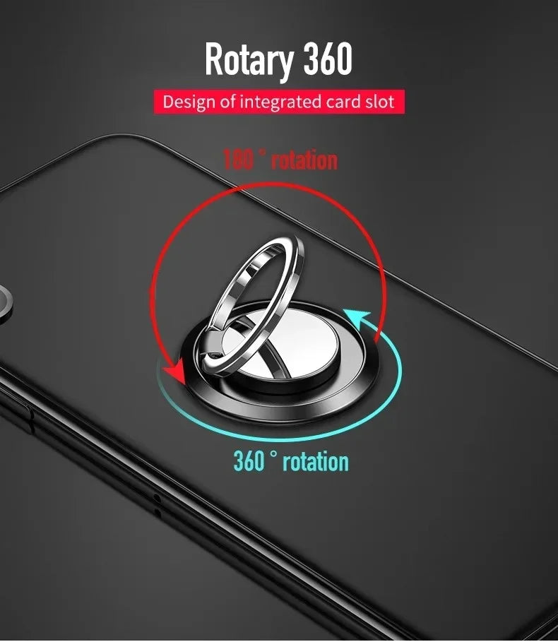 360° Rotating Finger Ring Holder Stand – Magnetic Car Mount Phone Grip with Universal Back Sticker