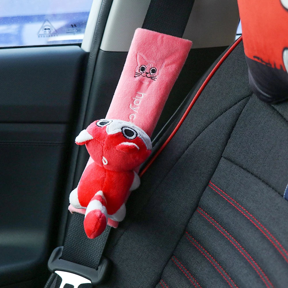 Cartoon Car Seat Belt Cover – Universal Flannel Shoulder Pad for Comfort & Safety