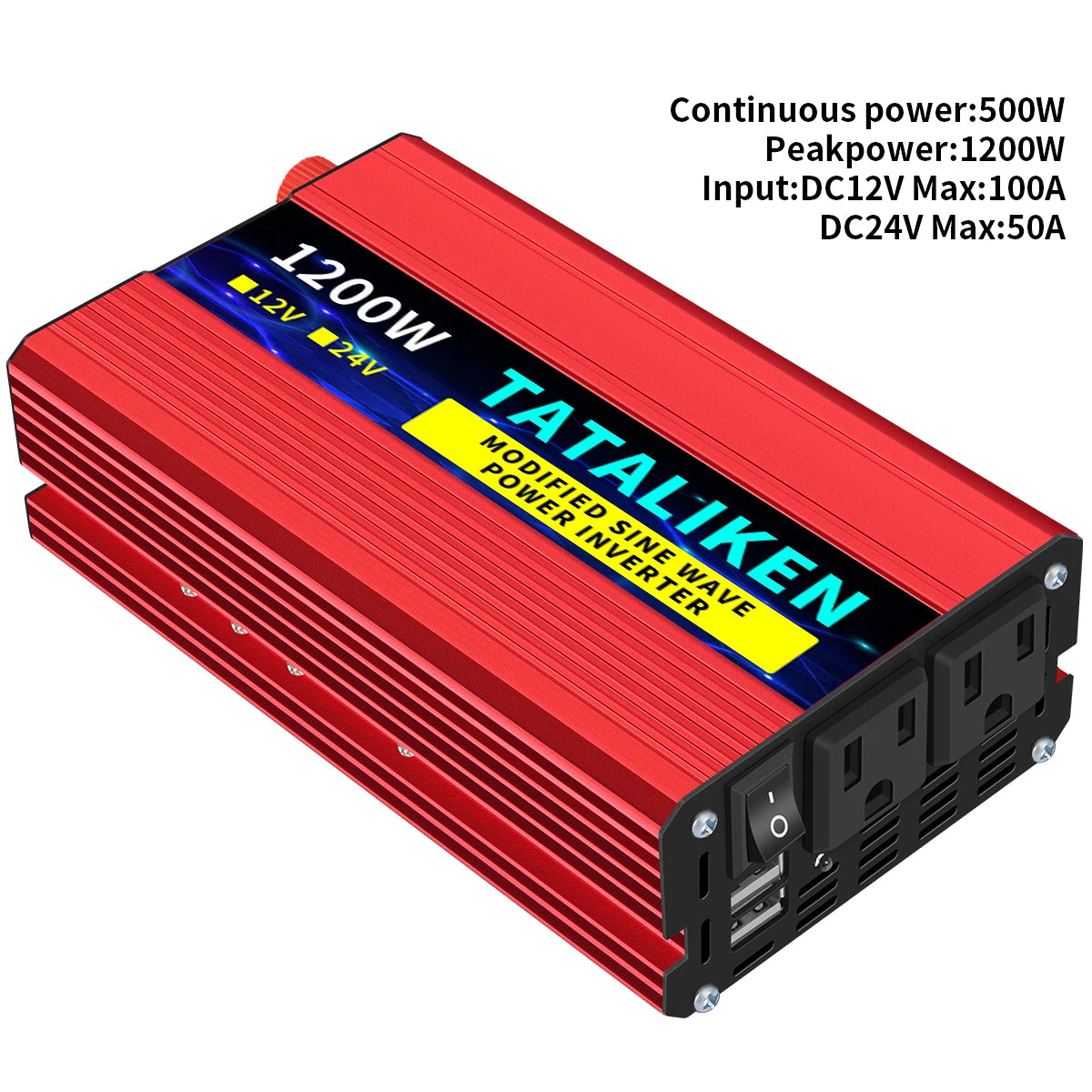 12V DC to 110V AC Power Inverter – Modified Sine Wave, 500W–4000W with LED Voltage Display