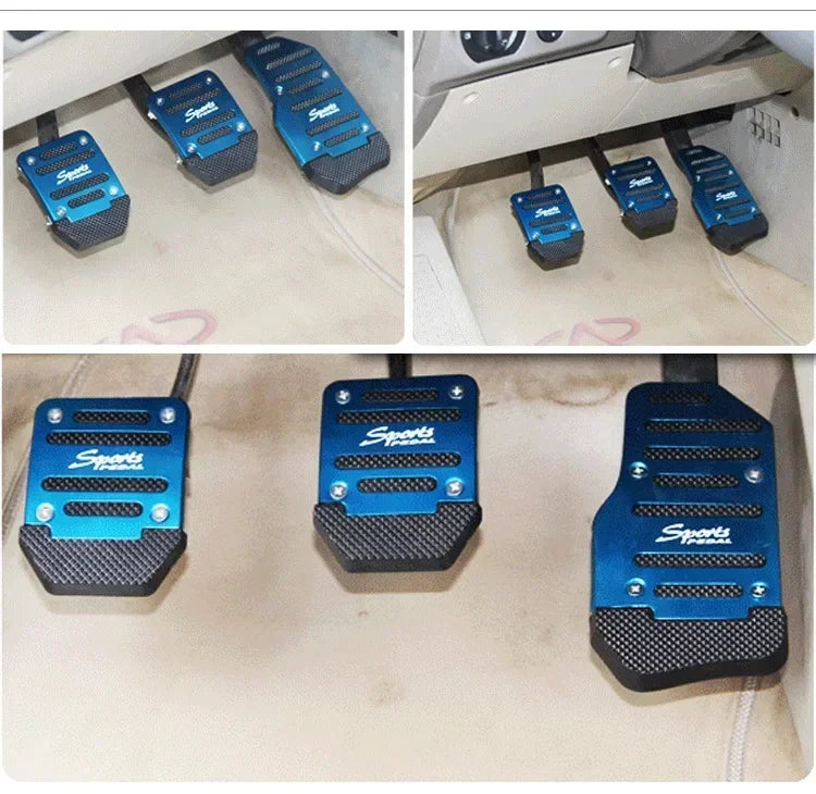 Aluminum Car Pedal Cover Set for Automatic Transmission in Red Blue or Silver