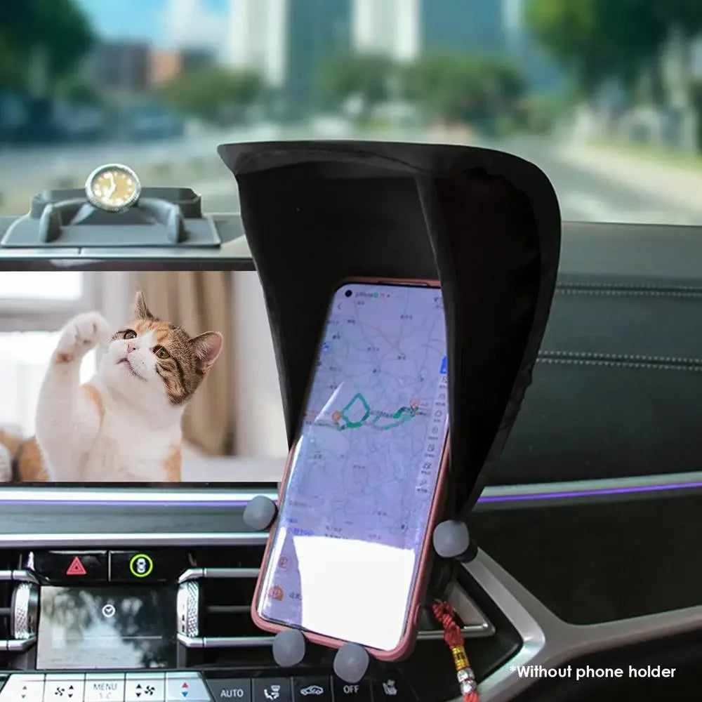 Phone Sun Shade & Stand – Glare Blocking Mobile Holder for Motorcycle, Bike & Car